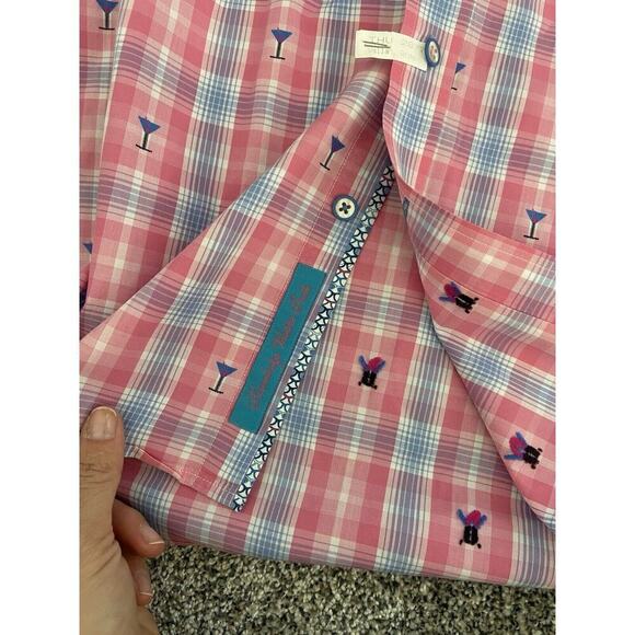 Robert Graham Large Pink Martini Short Sleeve Shirt Button Down - Picture 3 of 7